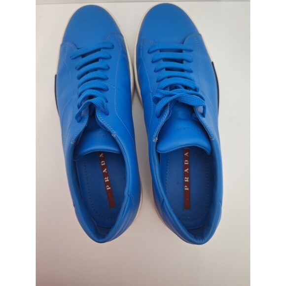 Prada Sport Vitello Leather Golf Sneakers Men\'s Sz 9 Blue Lace Up Designer Golf main image 6